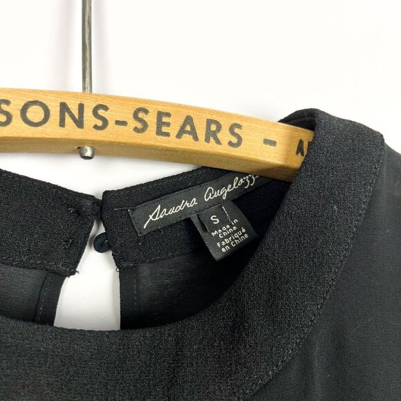 Sandra Angelozzi Womens Black Sheer Crepe Blouse Short Sleeve - Picture 5 of 6